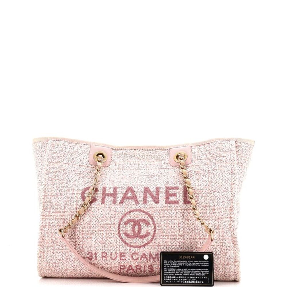 Chanel Deauville Tote Raffia with Glitter Detail Small Pink - Picture 2 of 8